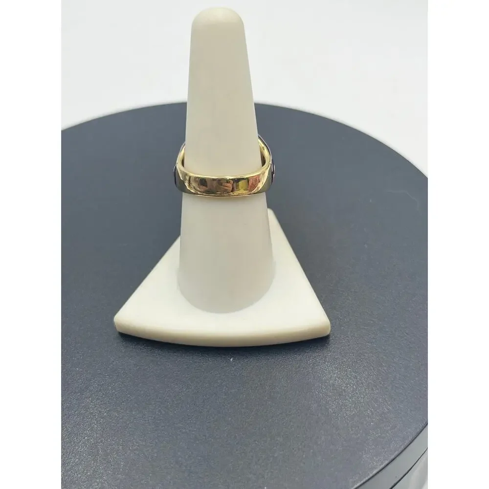 Princess Amanda Borghese Designer Purple Green Enamel‎ Cocktail Ring Sz 8.5